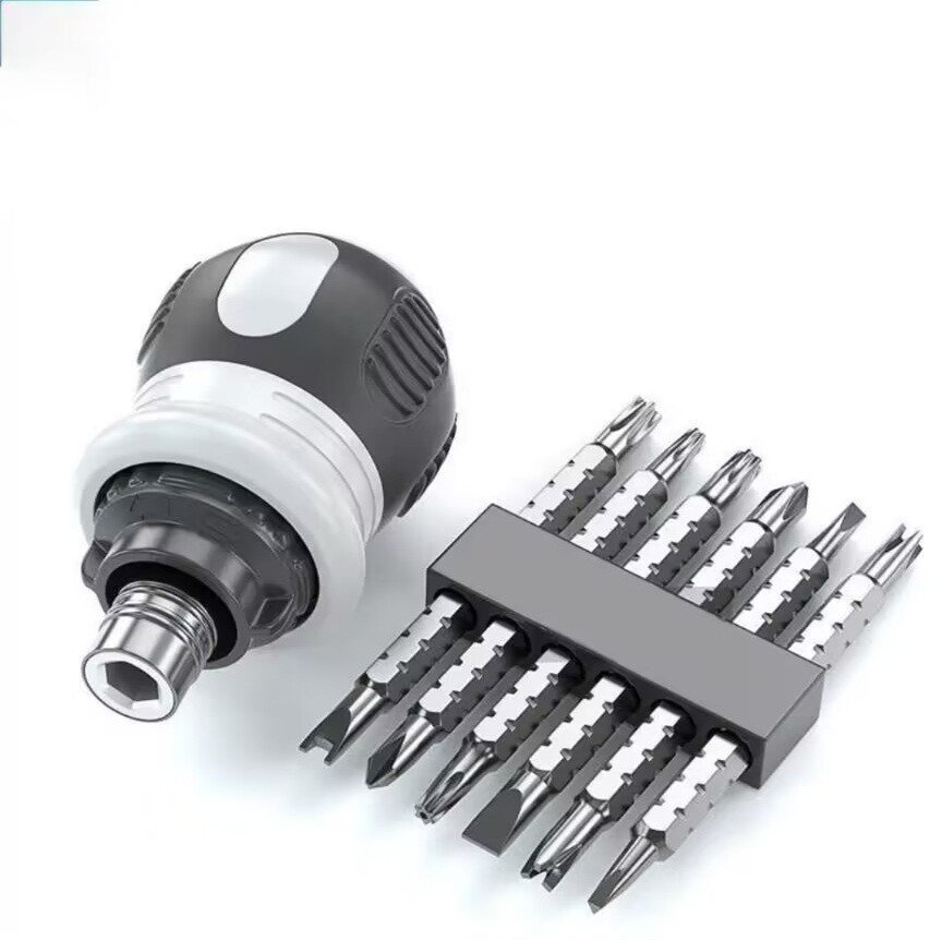 Bộ tua vít đa năng tự động đảo chiều, tô vít lùn trợ lực 12 đầu ngắn to từ tính