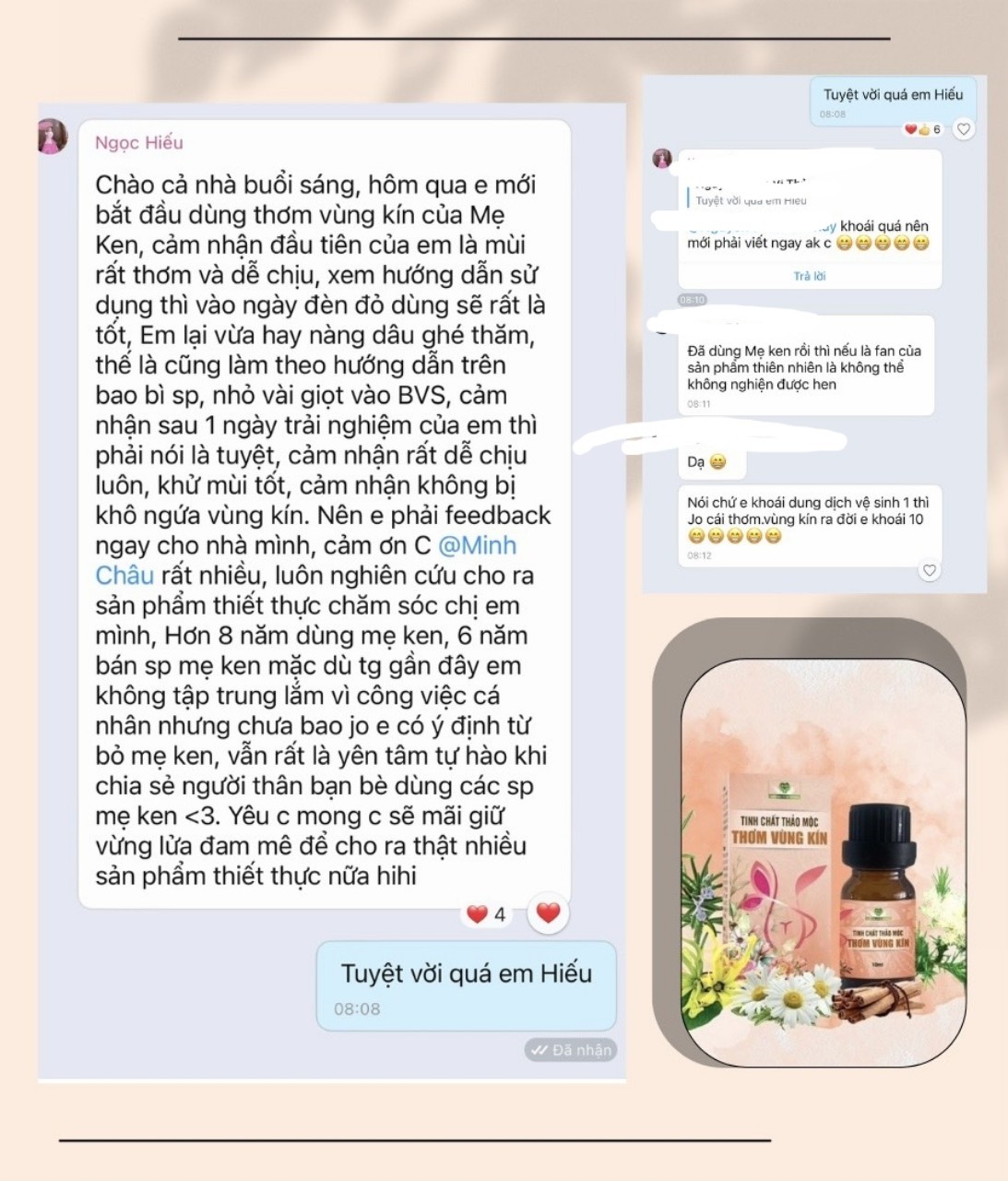 TINH CHẤT THẢO MỘC THƠM VÙNG KÍN MẸ KEN 10ml