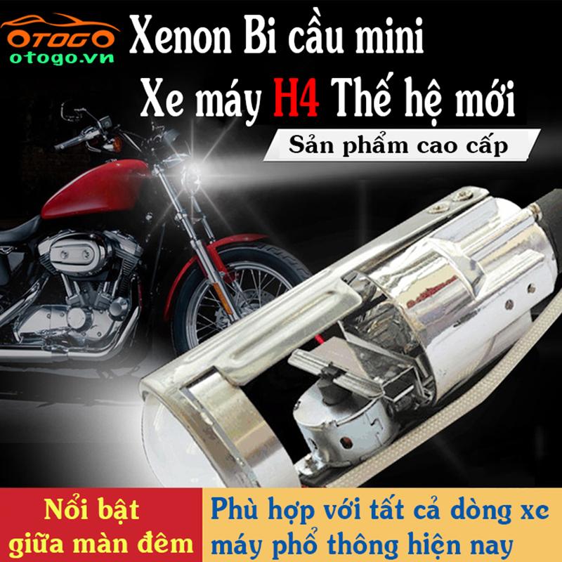 Bộ Đèn Xenon Bi Cầu Mini Xe Máy Có Viền Led Mắt Cú 55W