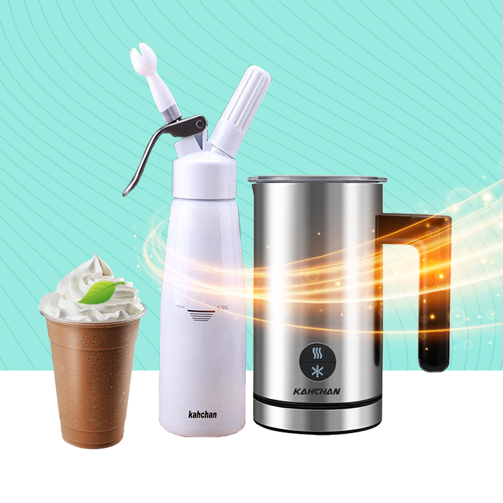 [Trả góp 0%]máy đánh sữa tạo bọt + bình xịt kem tươi kahchan