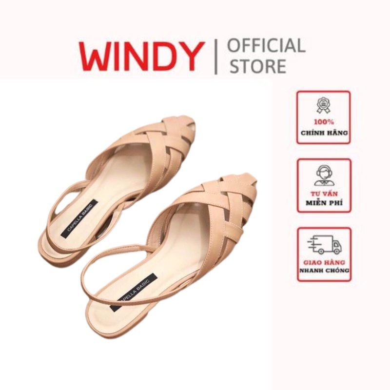 Giày sandal bệt mũi nhọn quai đan rọ windy sd-0300