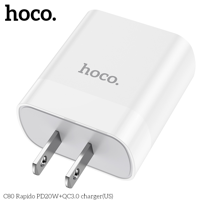 Cóc Sạc Nhanh Hoco C80 PD20W + QC3.0 2 Cổng Sạc TypeC Và USB