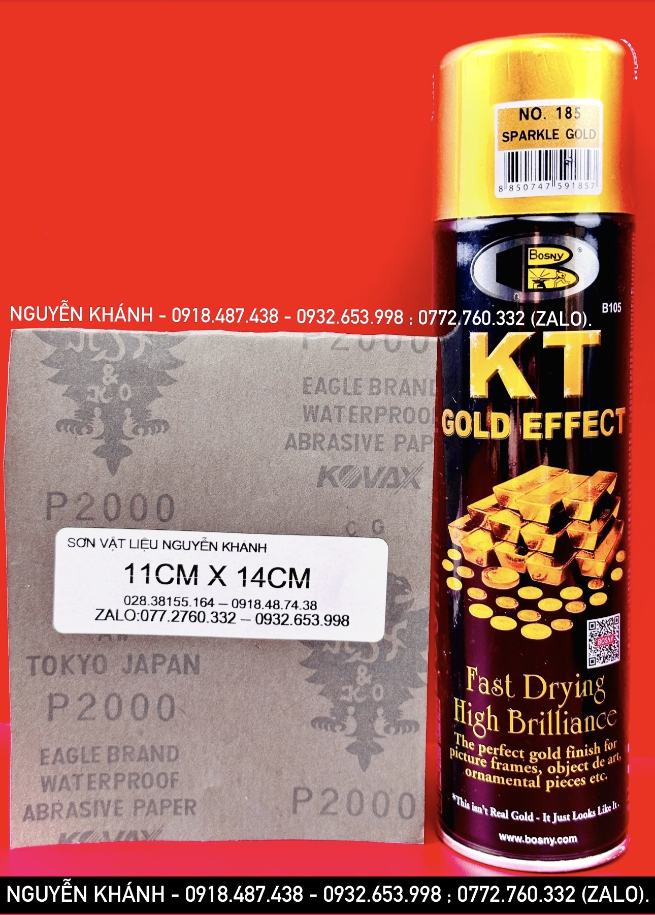 Sơn xịt mạ vàng Sparkle Gold Bosny (185)