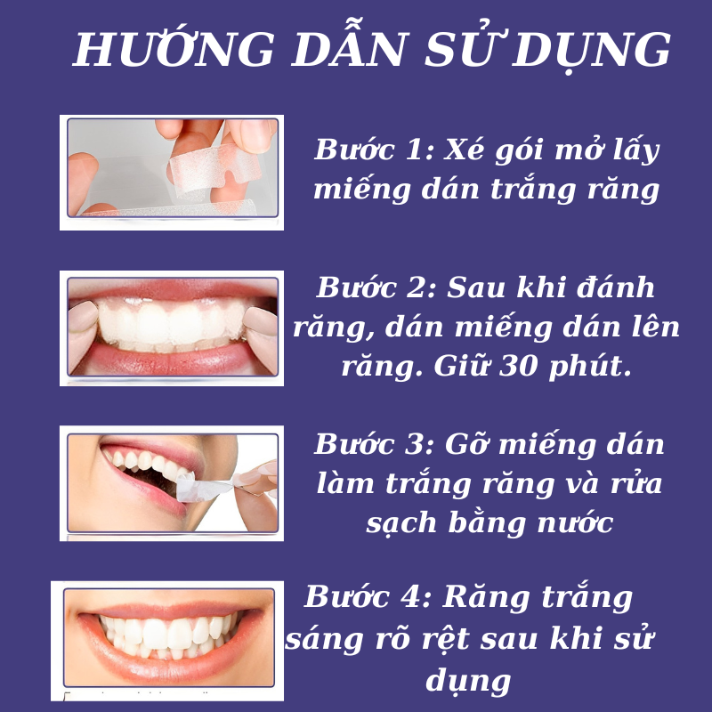 (1 GÓI 7 MIẾNG ) Miếng dán trắng răng chỉ 30 phút 5D TEETH WHITENING STIKER