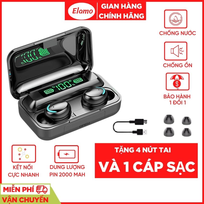 Tai nghe bluetooth không dây F9 pro Amoi kiêm sạc dự phòng Elamo có micro