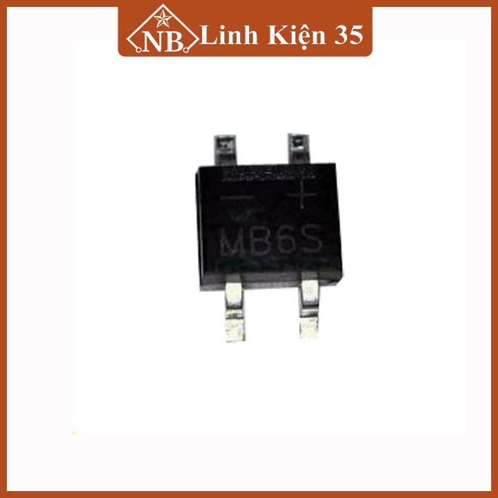Diode cầu MB6S điện áp 600V dòng 0.5A chân dán SOP4