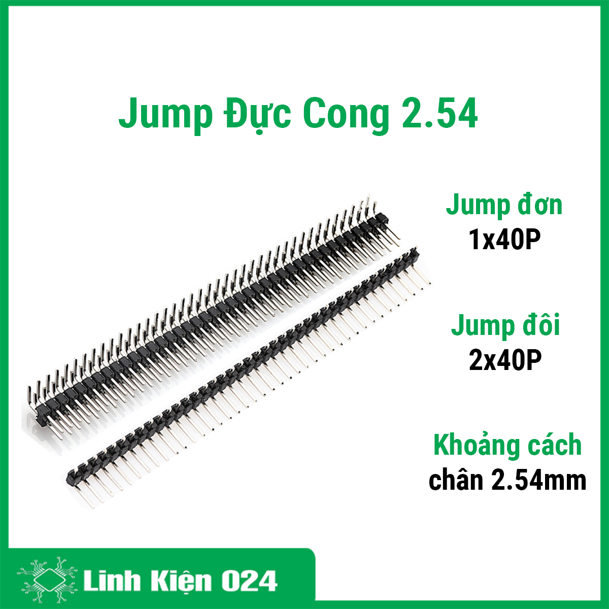 Hàng rào jump đực đơn / đôi 2.54mm cong đứng 40P
