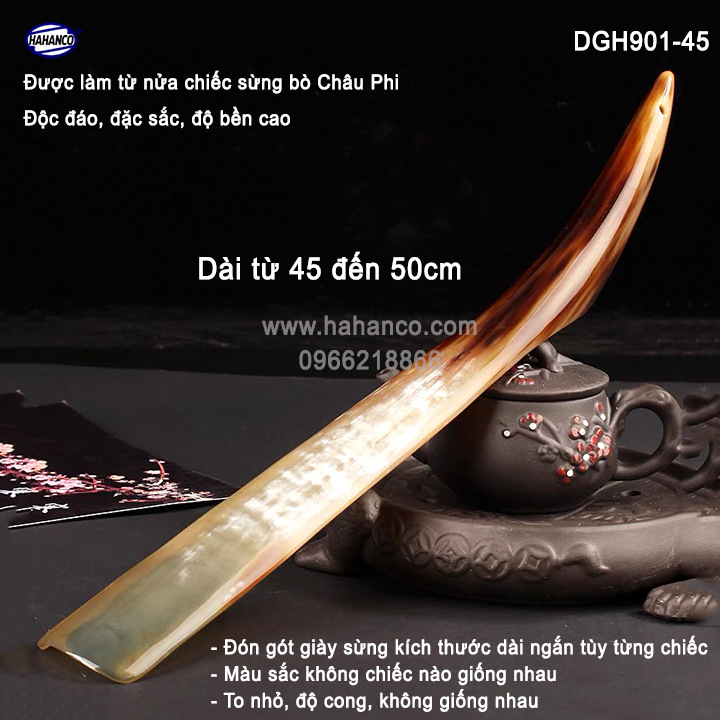 Đón gót giày bằng sừng nguyên chiếc - Dài 45-50cm - Cho giày Nam & Nữ - DGH901-45 - HAHANCO