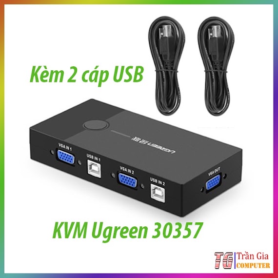 Bộ chuyển KVM 2 PC sang 1 màn hình Ugreen 30357