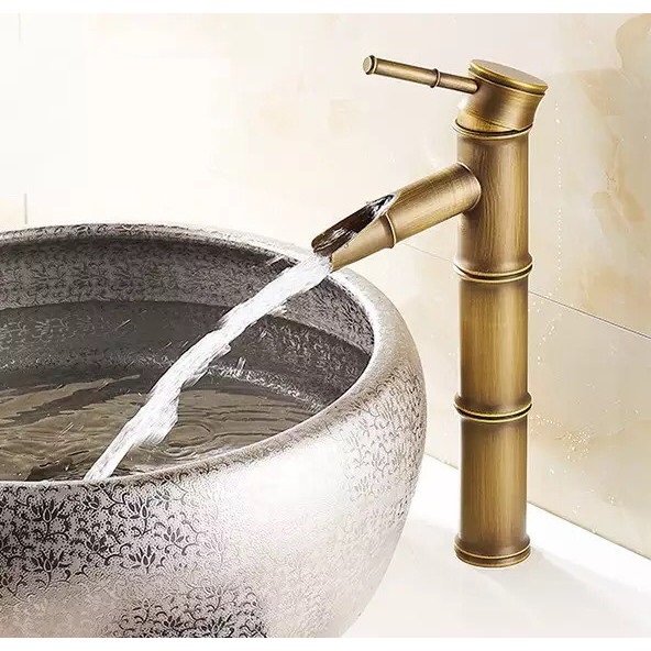 [HCM]Vòi Lavabo đồng thau giả cổ dóng tre