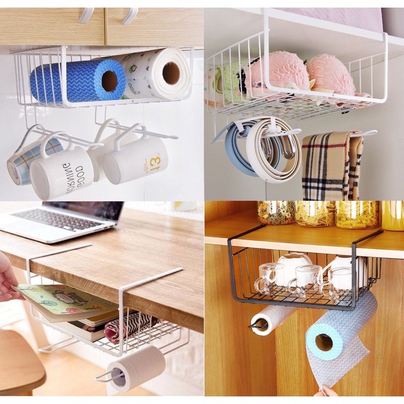 Kệ Sắt Treo Gầm Bàn Đa Năng Đựng Sách, Đựng Đồ Cá Nhân 31x22x12 cm