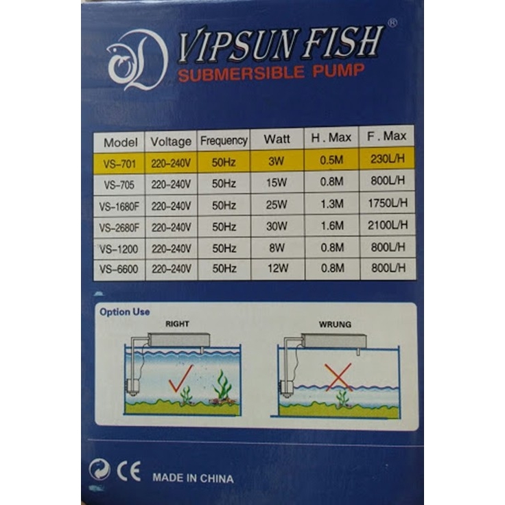 Máy bơm lọc nước hồ cá cảnh 3W VIPSUN VS-701