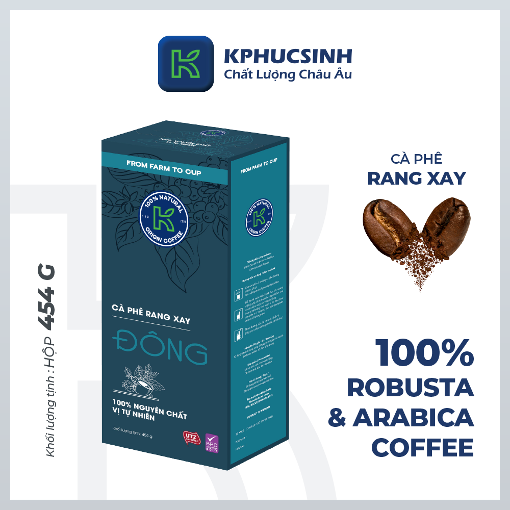 Cà phê Rang xay Đặc sản Nguyên chất Pha phin K Coffee K Đông 454g
