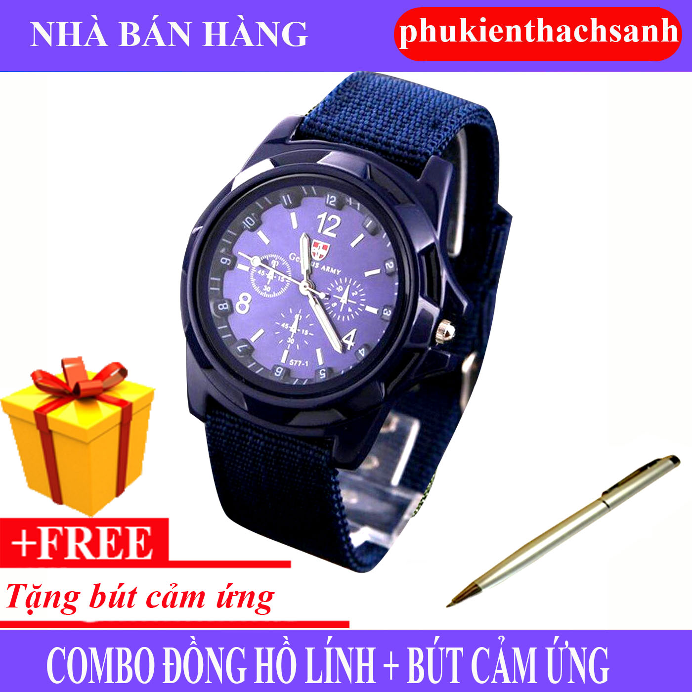 Combo Đồng hồ lính  + Bút cảm ứng