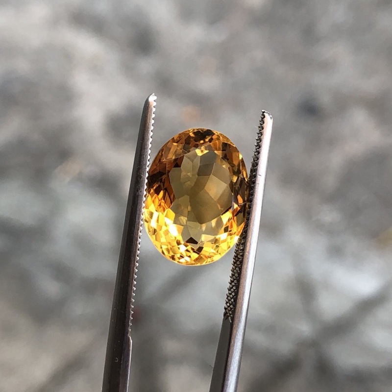 Đá thạch anh Vàng Citrine gắn nhẫn siêu đẹp, đã kiểm định