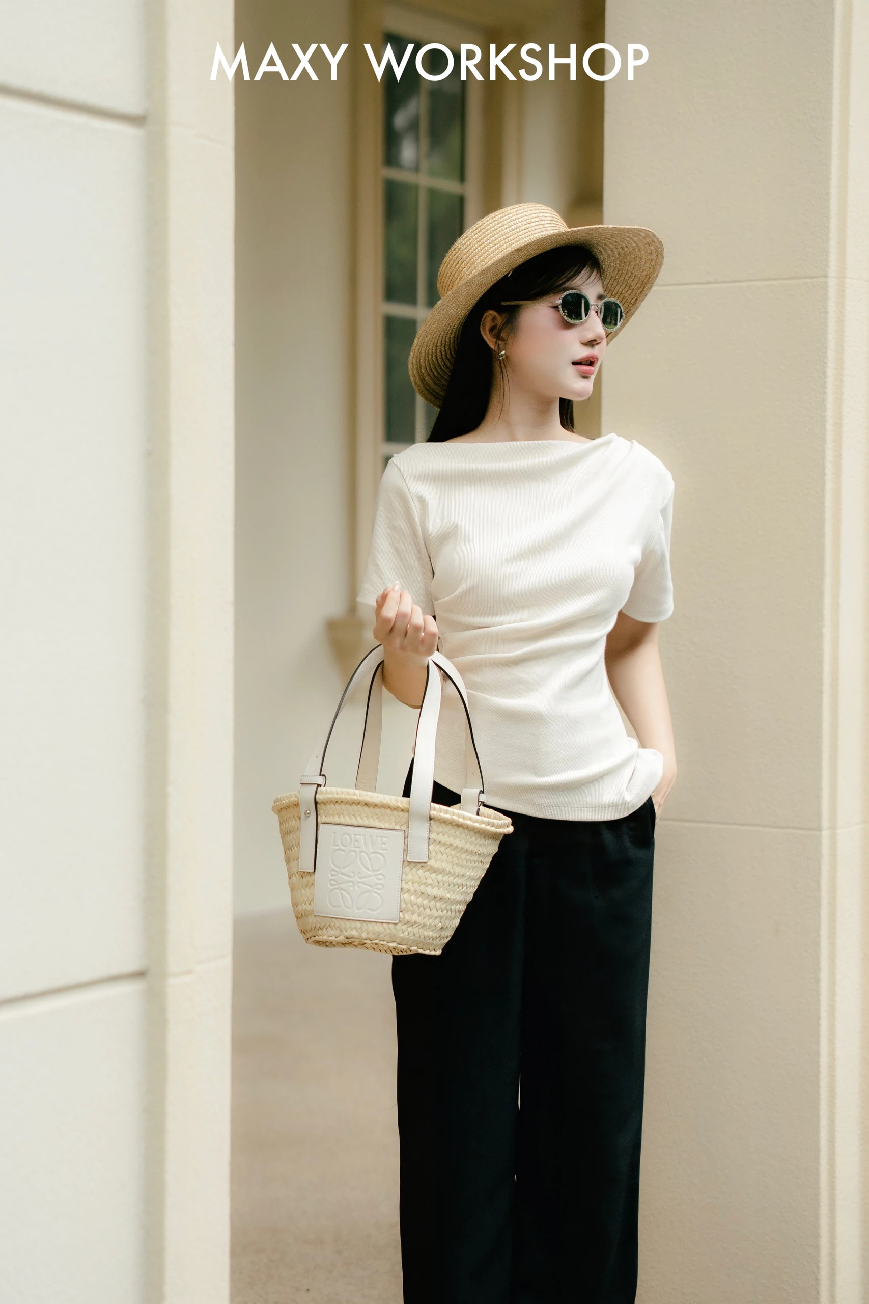 Áo thun nữ trễ vai tay ngắn Side Sleeve Tee Maxy Workshop