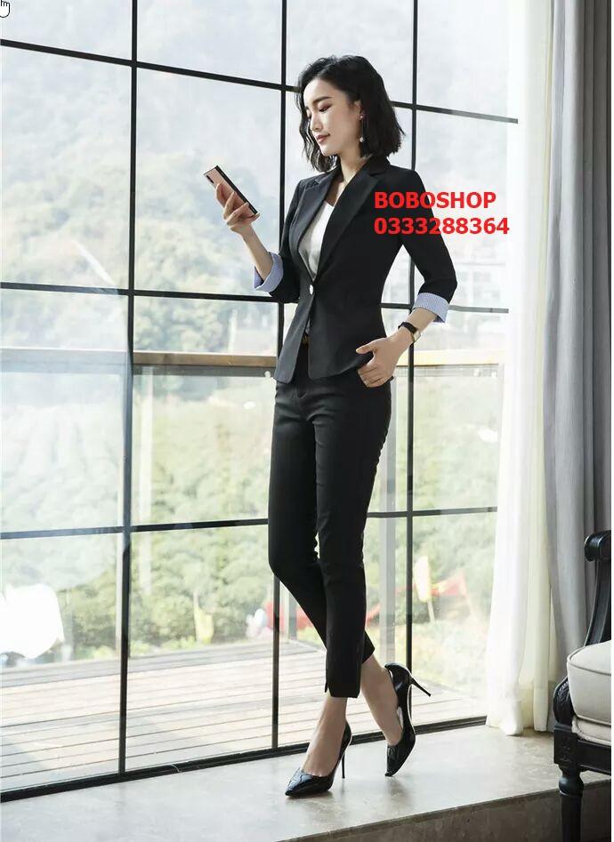 [HCM]Vest nữ thanh lịch blazer phối sọc