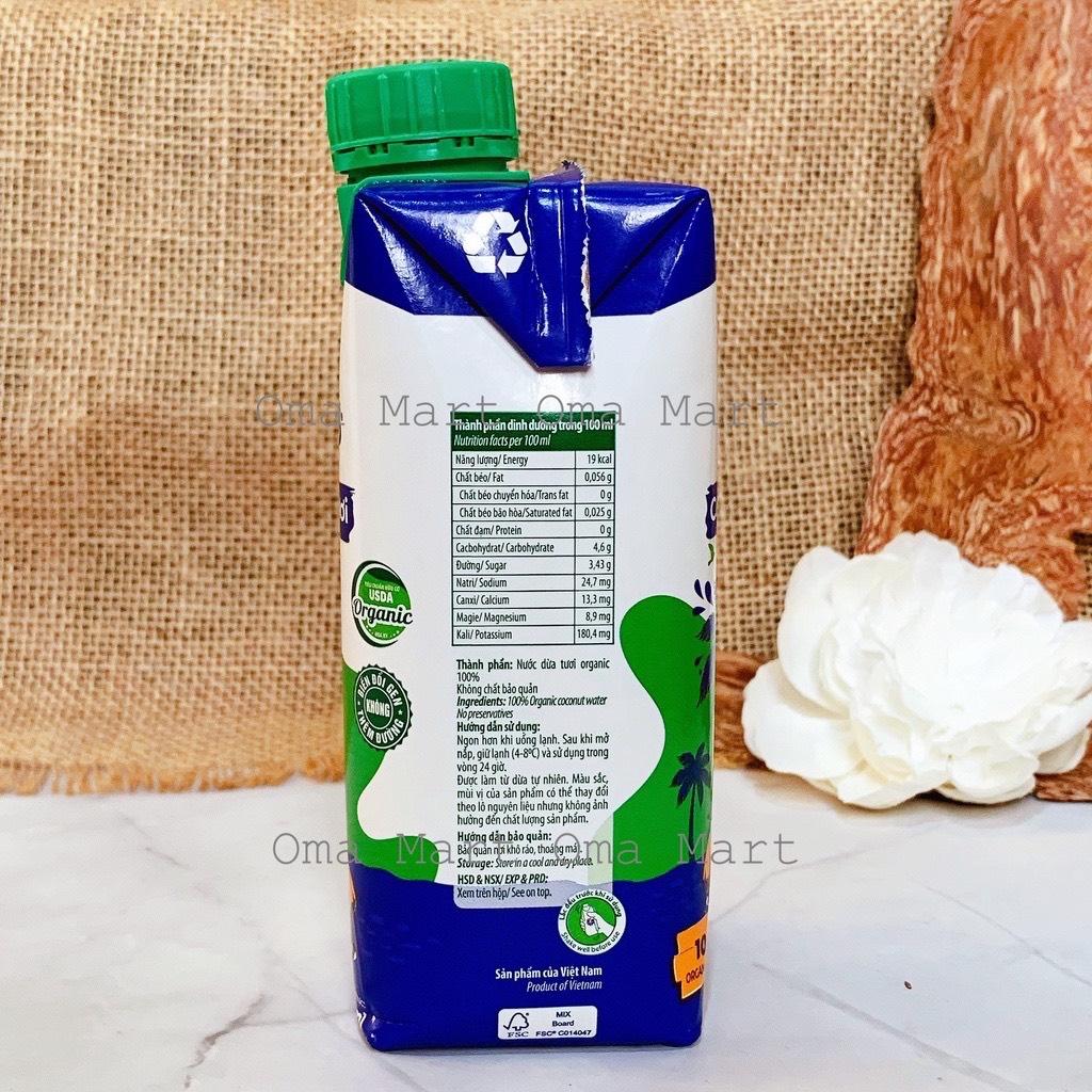 Nước dừa tươi hữu cơ Vietcoco 330ml