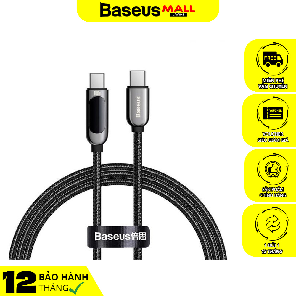 Cáp sạc nhanh C to C 100W Baseus Display Fast Charging Data Cable