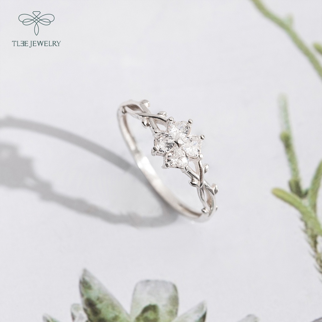 Nhẫn bạc nữ TLEE cỏ bốn lá đính đá cao cấp TleeJewelry A0104