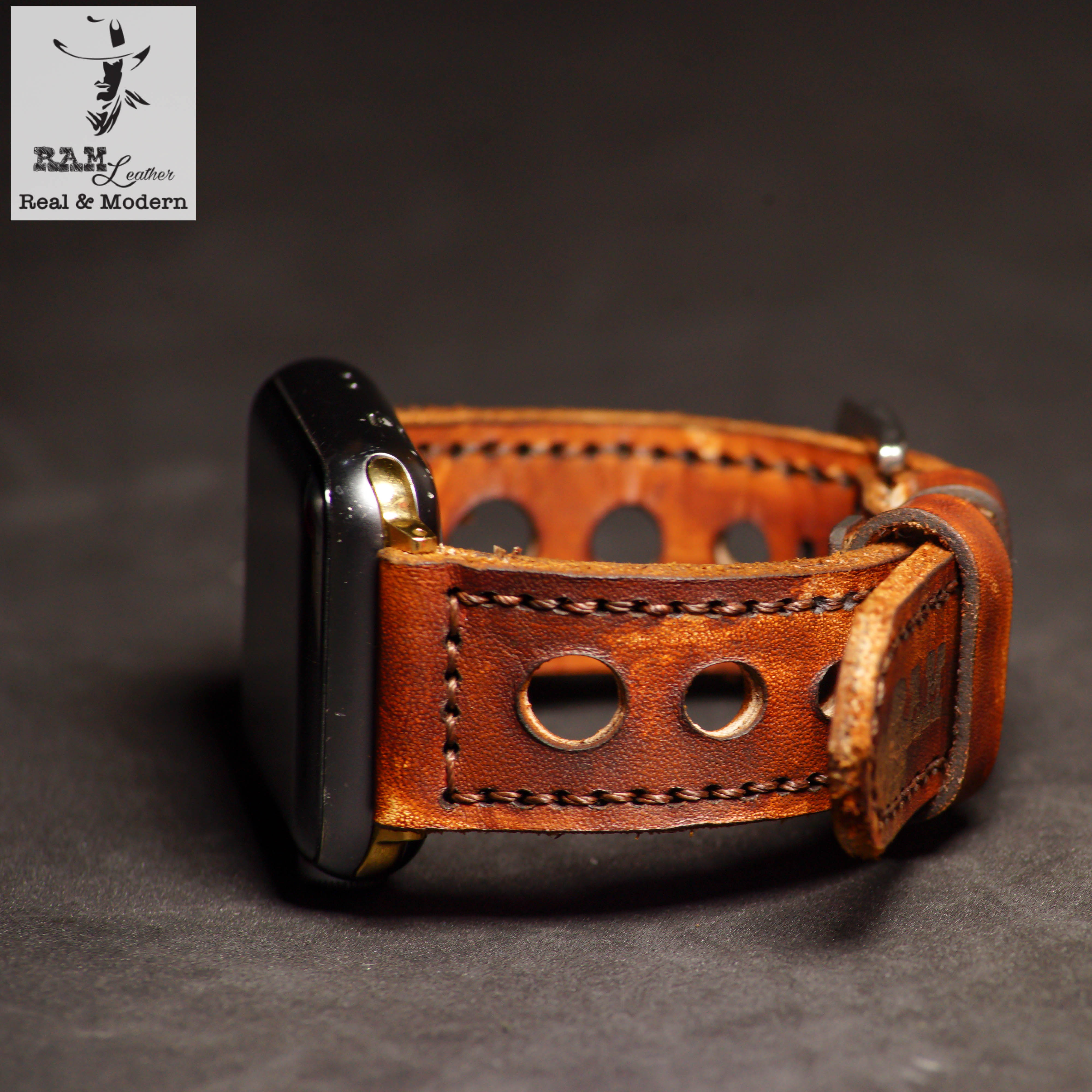 Dây da đồng hồ Siêu bền Da Bò Vegtan Ý RAM Leather D33 Nâu Sáng Hàng Chính Hãng RAM Leather
