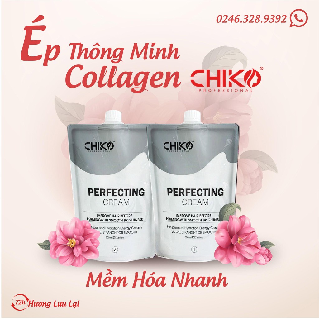 (CHÍNH HÃNG) thuuốc ép/duỗi tóc collagen thông minh CHIKO (Cặp Lớn)