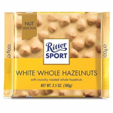 Socola Hạt Phỉ, Coconut, Butter Biscuit , Marzipan, Peppermint, Whole Hazelnuts Ritter Sport 100g