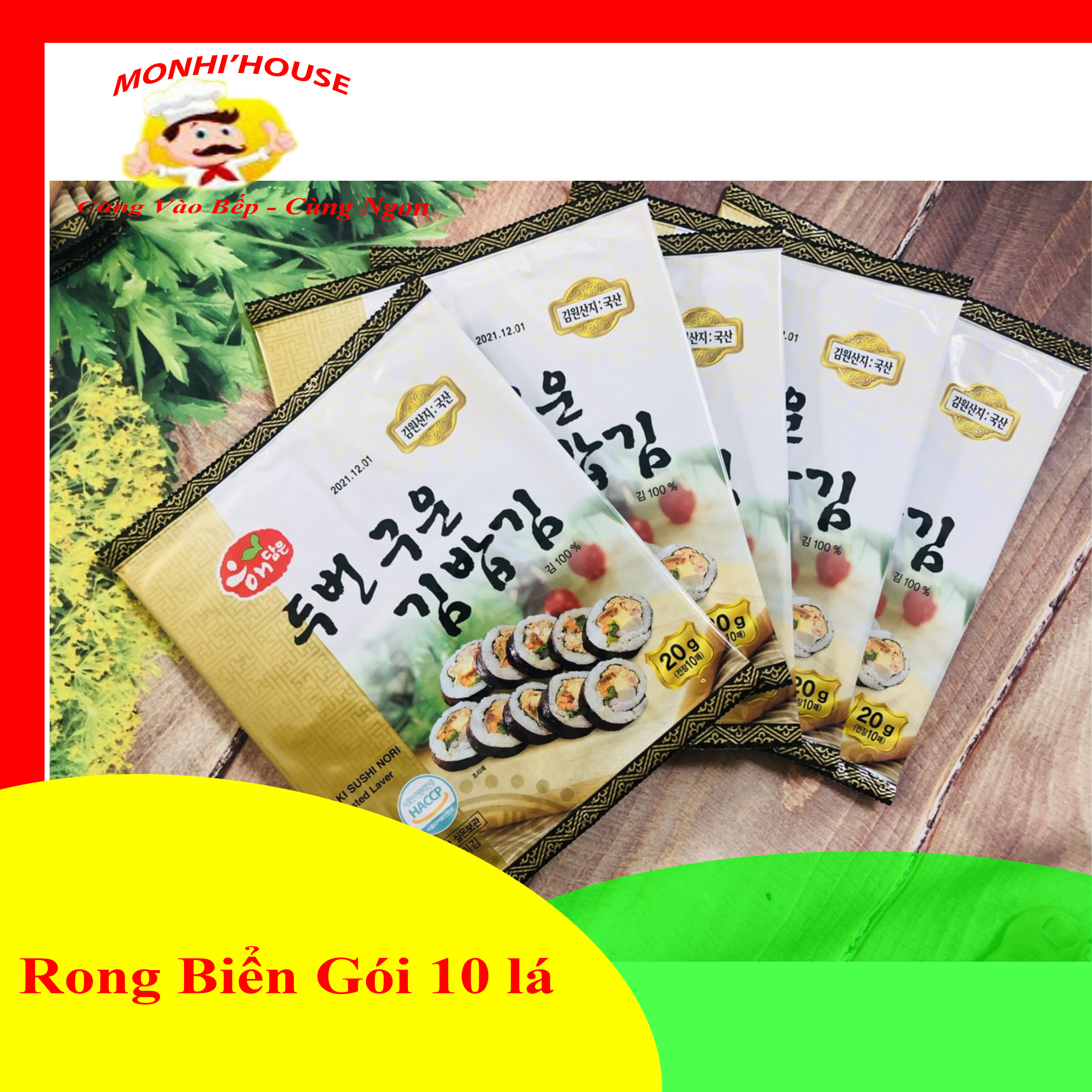 Gói 10 lá rong biển lá kim cuộn cơm,....