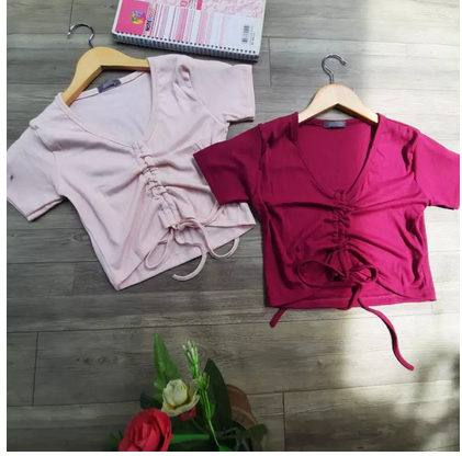 Áo Croptop Tay ngắn rút dây