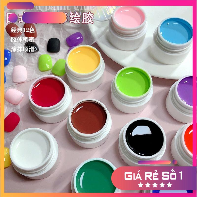 Set gel vẽ 12 màu chất gel đặc đẹp - Lên màu cực đẹp