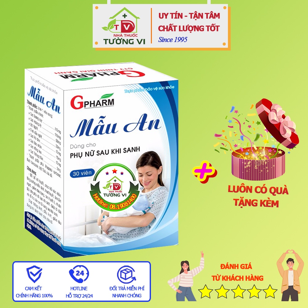 Mẫu An Gpharm - Hỗ trợ phục hồi sức khỏe phụ nữ sau sinh, bồi bổ khí huyết, điều hòa kinh nguyệt