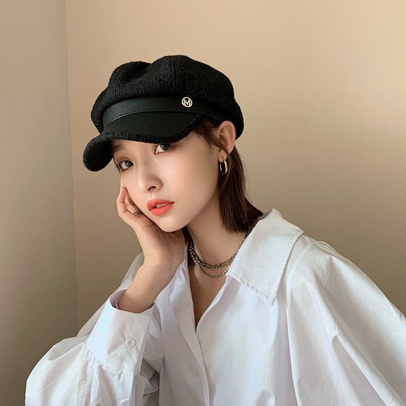 Mũ Nồi Mũ Len Phối Da Khuy Chữ M - 100style