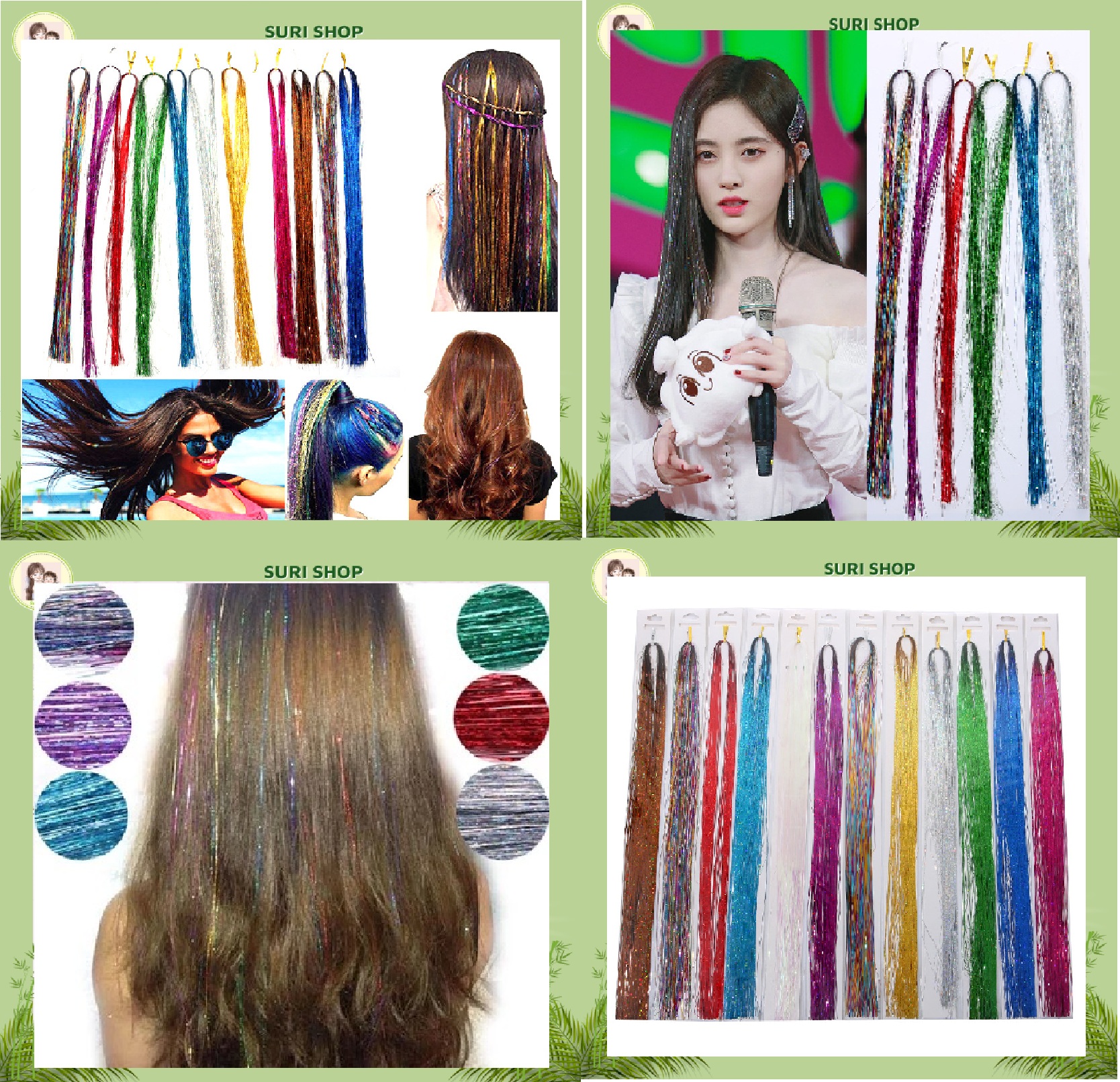 Tóc Kim Tuyến Set 120 Sợi Tóc Giả Dùng Để Trang Trí Cho Tóc.
