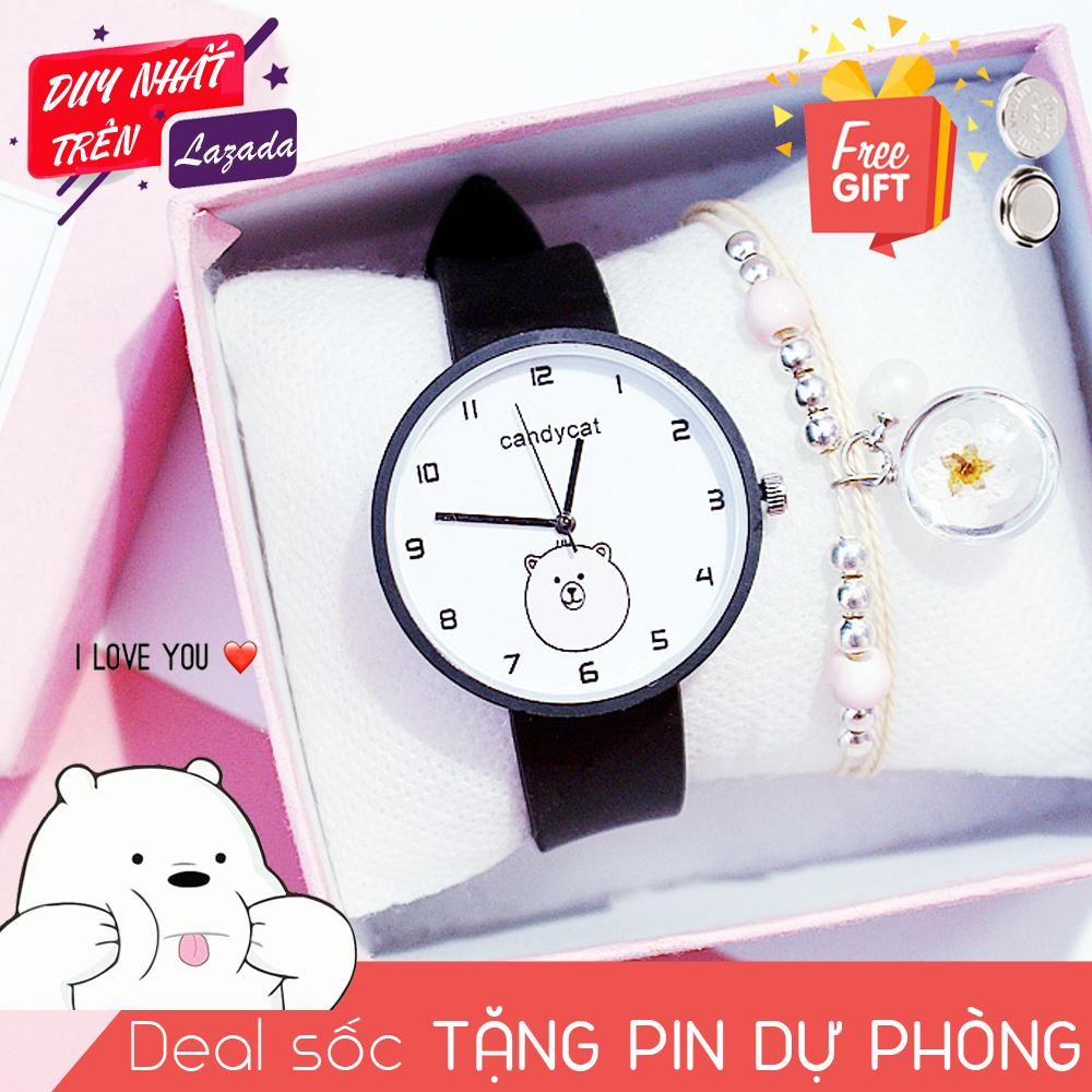 Đồng hồ hình Gấu bông tuyết dây Silicone bền bỉ Candycat