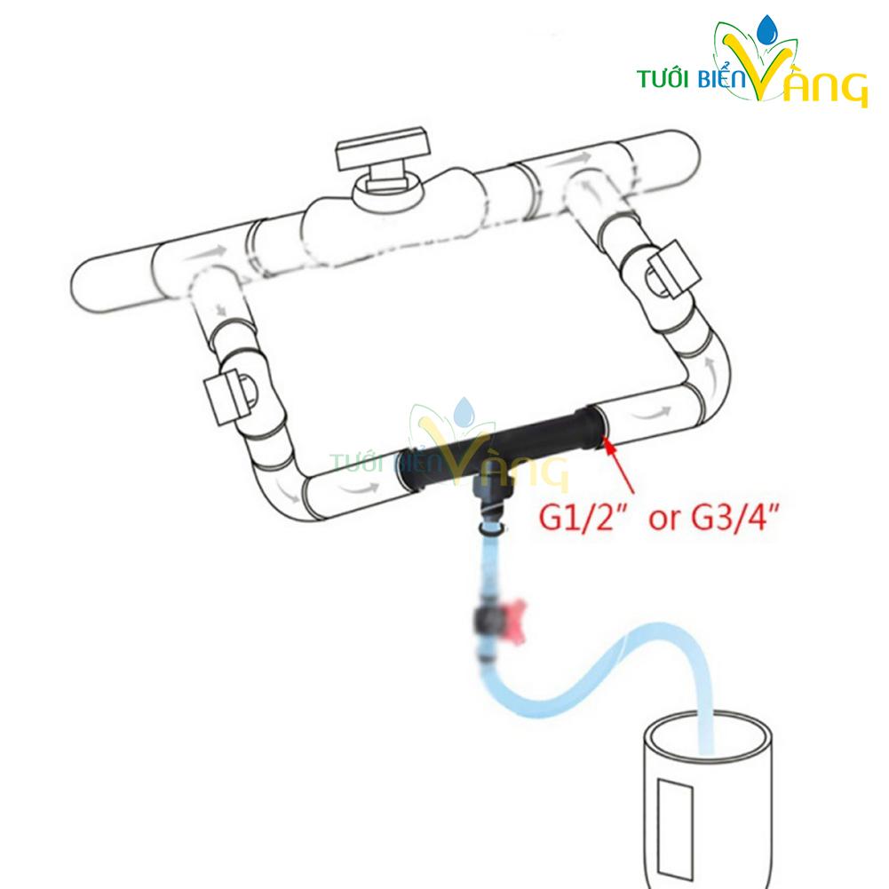 Thiết bị Venturi châm phân dinh dưỡng 60mm