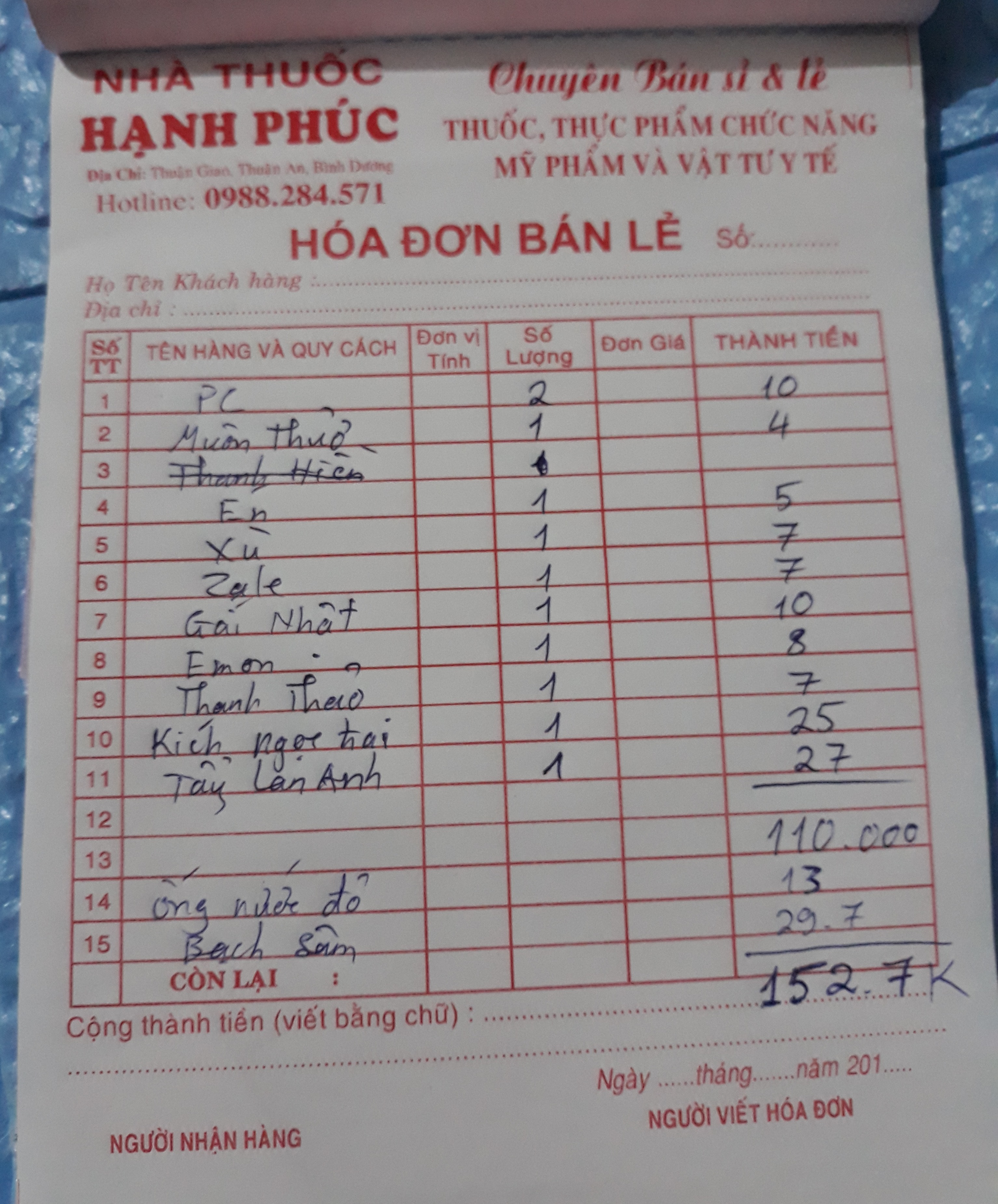 combo khách tự chọn 152k