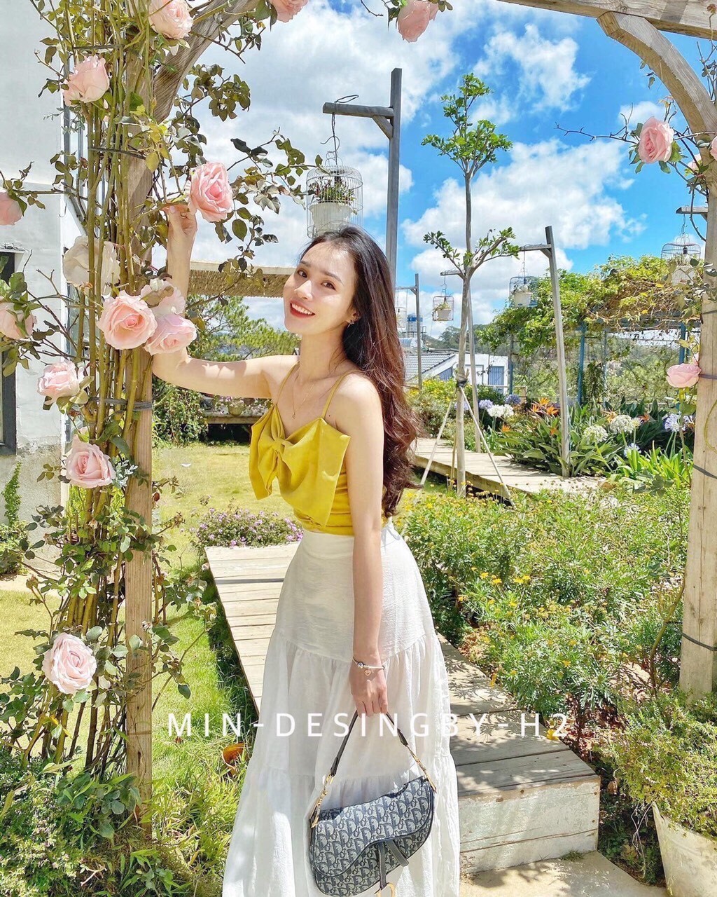 [HCM]Sét váy rời áo hai dây nơ ngực chân váy maxi