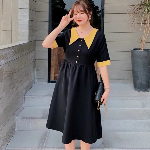 Đầm big size phối cổ vàng babydoll (từ 68-85 ký), cam kết sản phẩm đúng mô tả, chất lượng đảm bảo, đa dạng màu sắc, kích cỡ