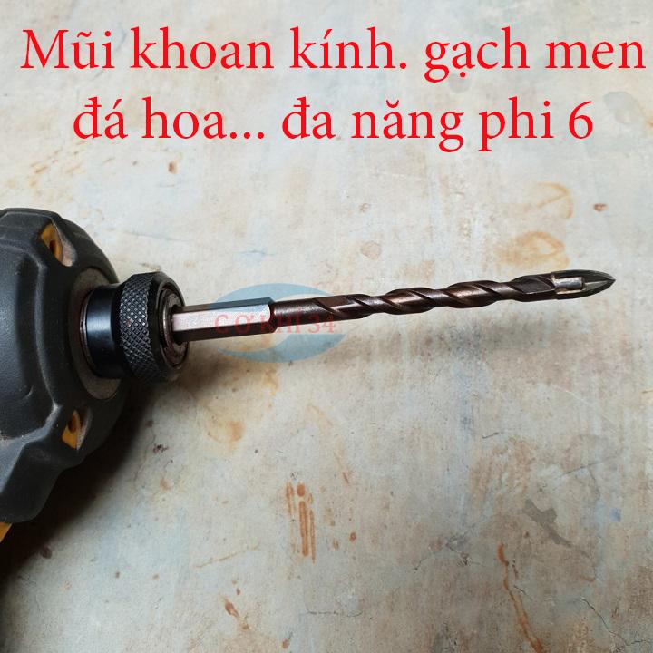 Mũi khoan kính, thủy tinh, gạch men...ĐA NĂNG chuôi lục giác phi 6