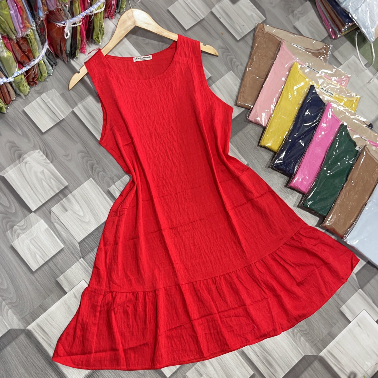 Váy mặc nhà lanh lụa freesize rộng cực mềm mát