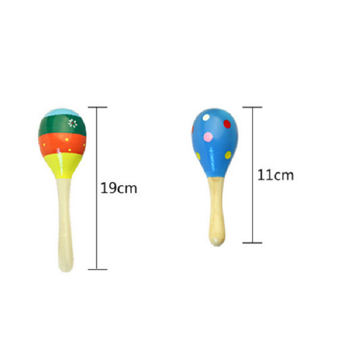 Lục lạc gỗ đầu tròn cho bé size 11cm và 19cm (Nhiều mẫu màu sinh động)