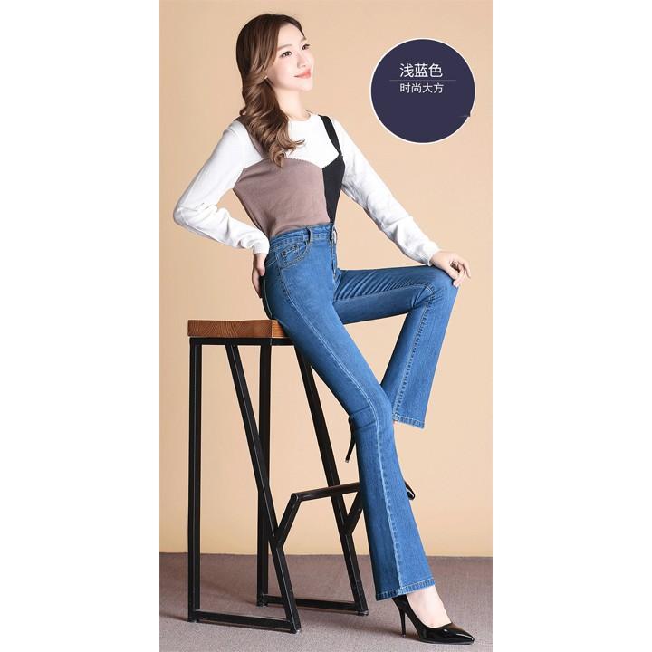 [HCM]QUần jean nữ ống loe xanh jean