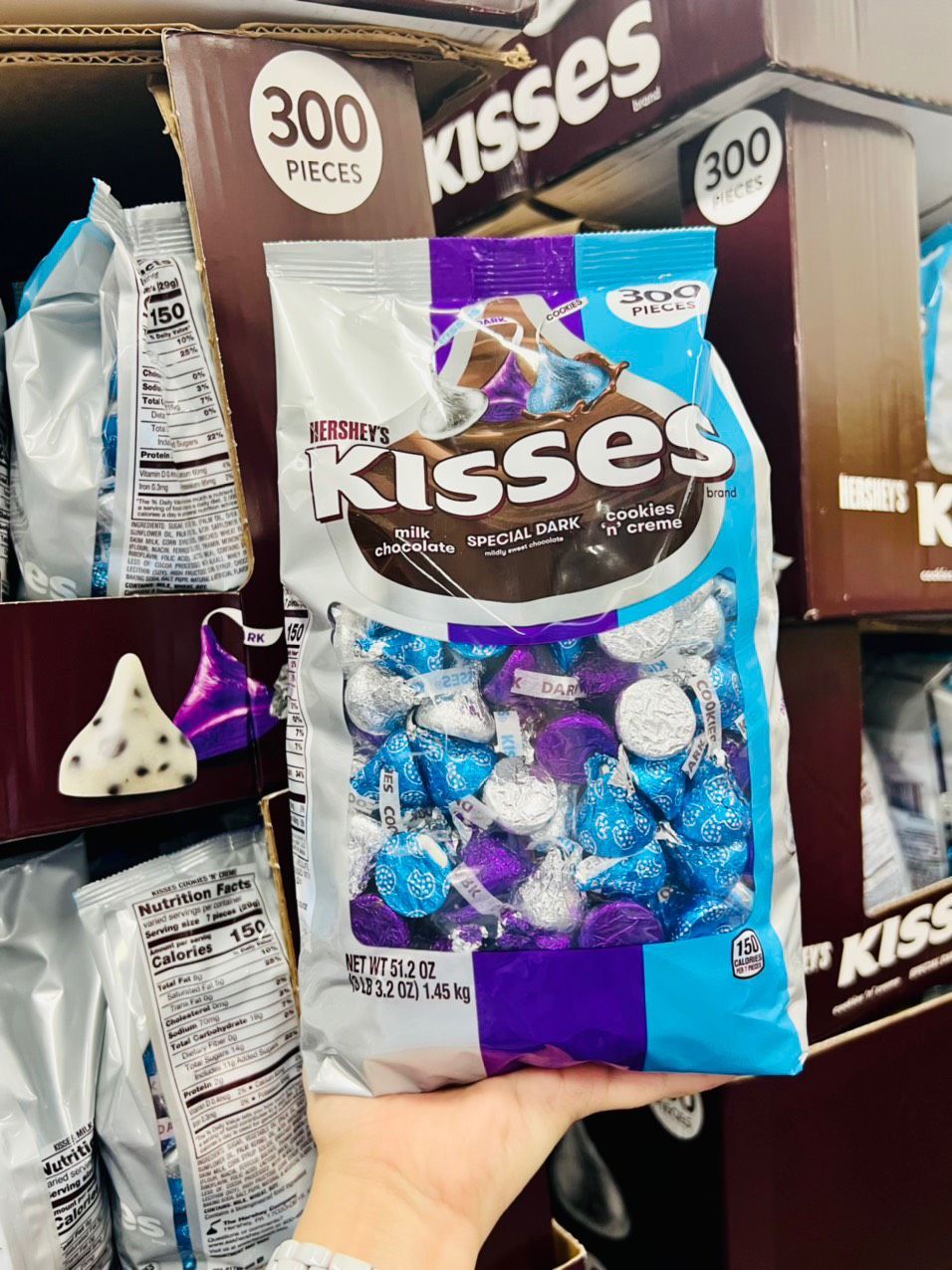 Kẹo socola Kisses Hershey Mỹ 300 Viên 1.45 KG