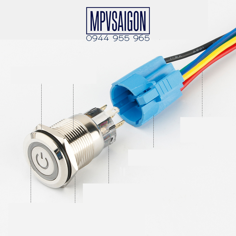 Công tắc 19mm LED nguồn/ MPVSAIGON – 19mm LED latching push button switch (Power sign)