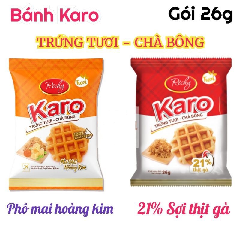 [HCM]Thùng 72 Bánh Karo Richy 26g (trứng tươi chà bông và phô mai hoàng kim)