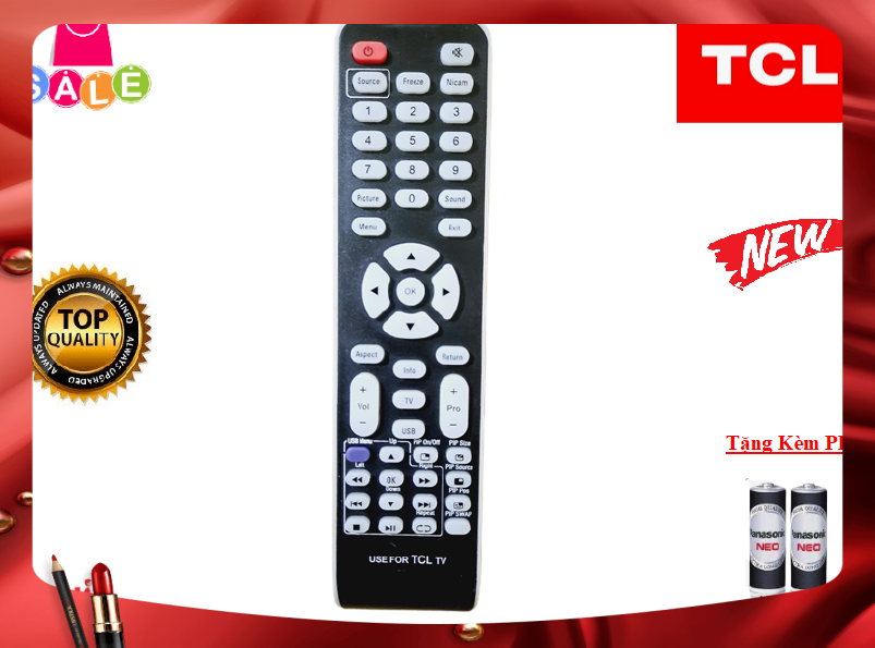Remote điều khiển từ xa tv tcl dùng cho các dòng tv tcl crt lcd/led/smart tv- hàng tốt,mới 100%-tặng kèm pin