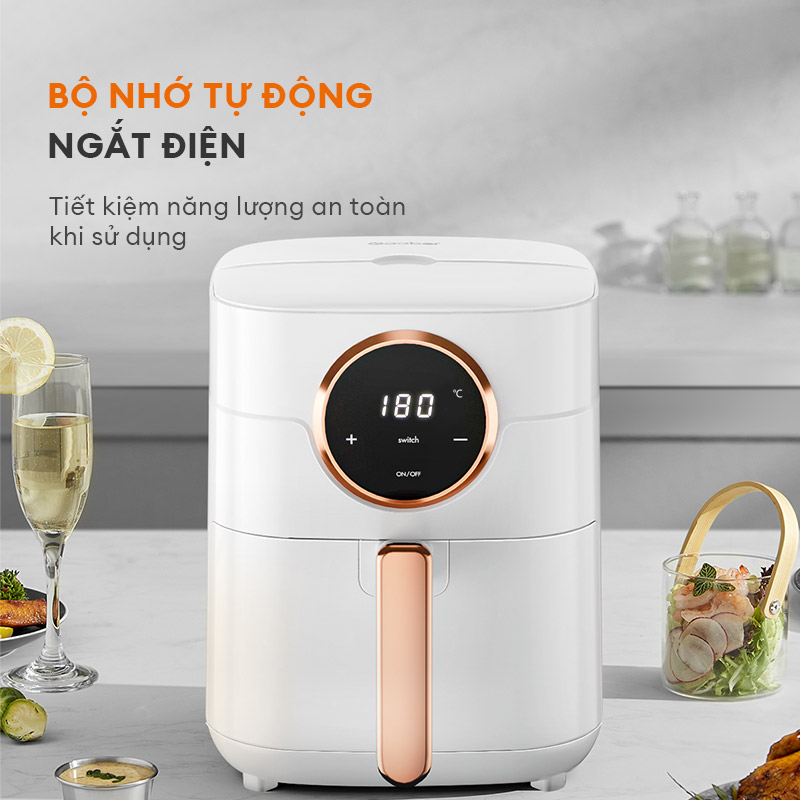 Nồi chiên không dầu 4.5 lít GAABOR GA-E45A02 màn hình cảm ứng công suất 1400W - Hàng chính hãng