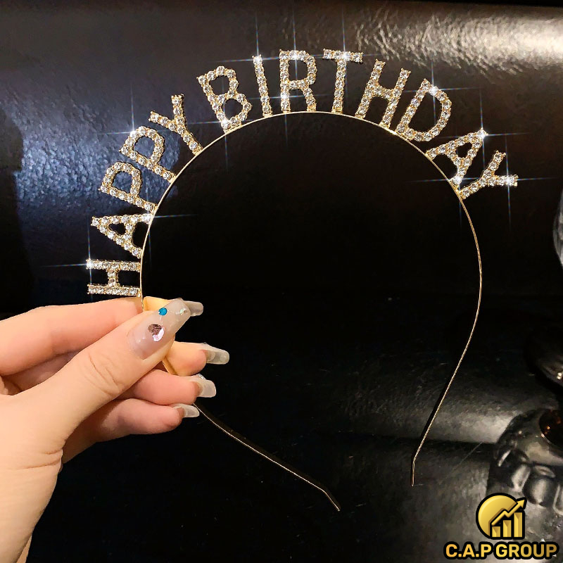 Bờm tóc nữ đính đá HAPPY BIRTHDAY sang chảnh cá tính Hàn Quốc