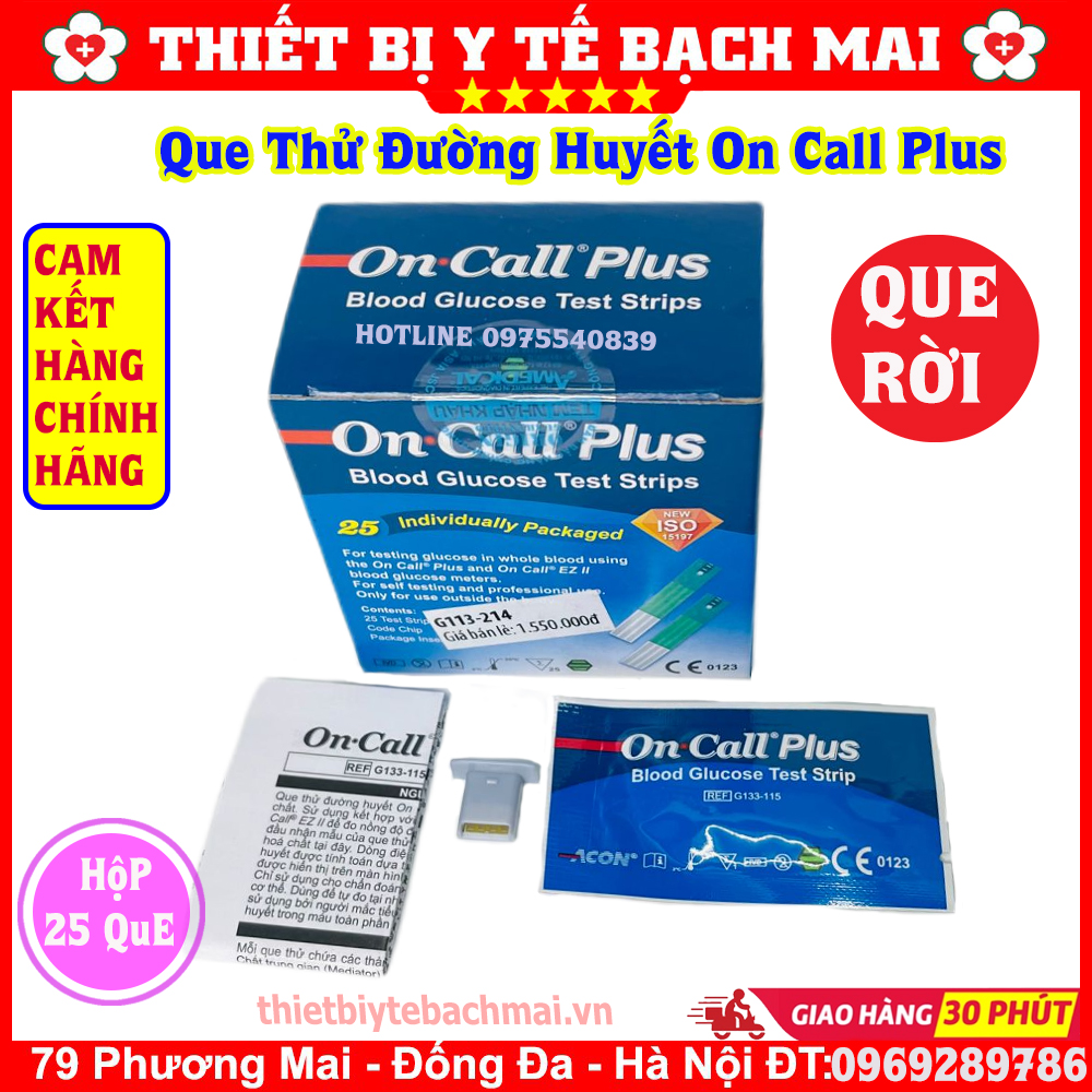 Hộp 25 que thử đường huyết acon on-call plus