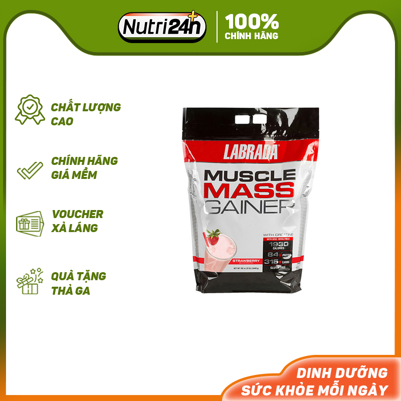 Sữa tăng cân nhanh cho người gầy muscle mass gainer - labrada -12 lbs - hàng chính hãng